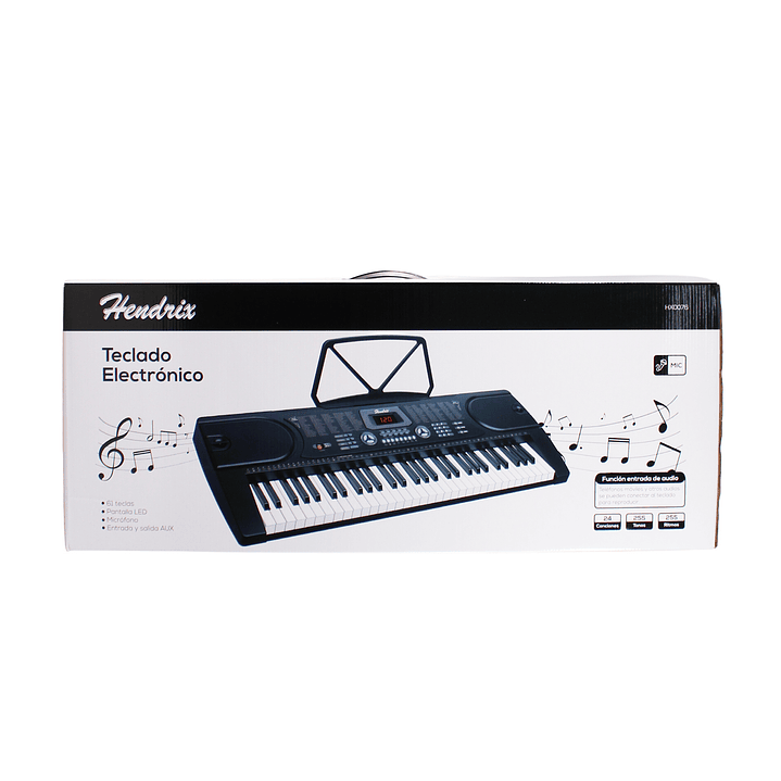 Teclado Elect Musical 61 teclas HX0076 + Micrófono Hendrix 4