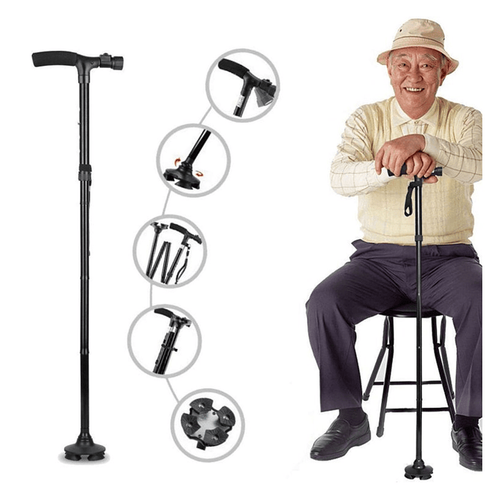 Bastón Ortopédico Plegable 4 Puntos con luz LED DM0023 Doma 7