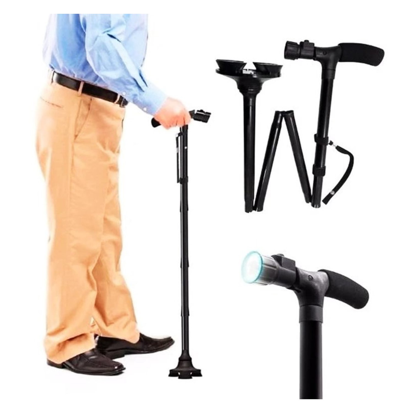 Bastón Ortopédico Plegable 4 Puntos con luz LED DM0023 Doma 9