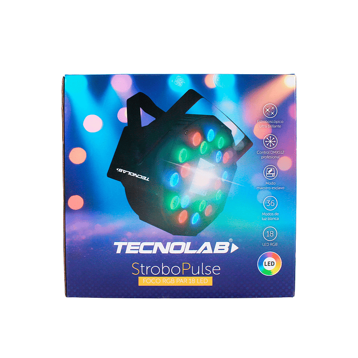 Foco Par Rgb 18 Led Estrobo Pulse Y Dmx512 TL772 Tecnolab 7