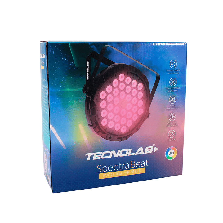 Foco RGB PAR 36 LED DMX512 Spectra Beat 60w TL771 Tecnolab 6