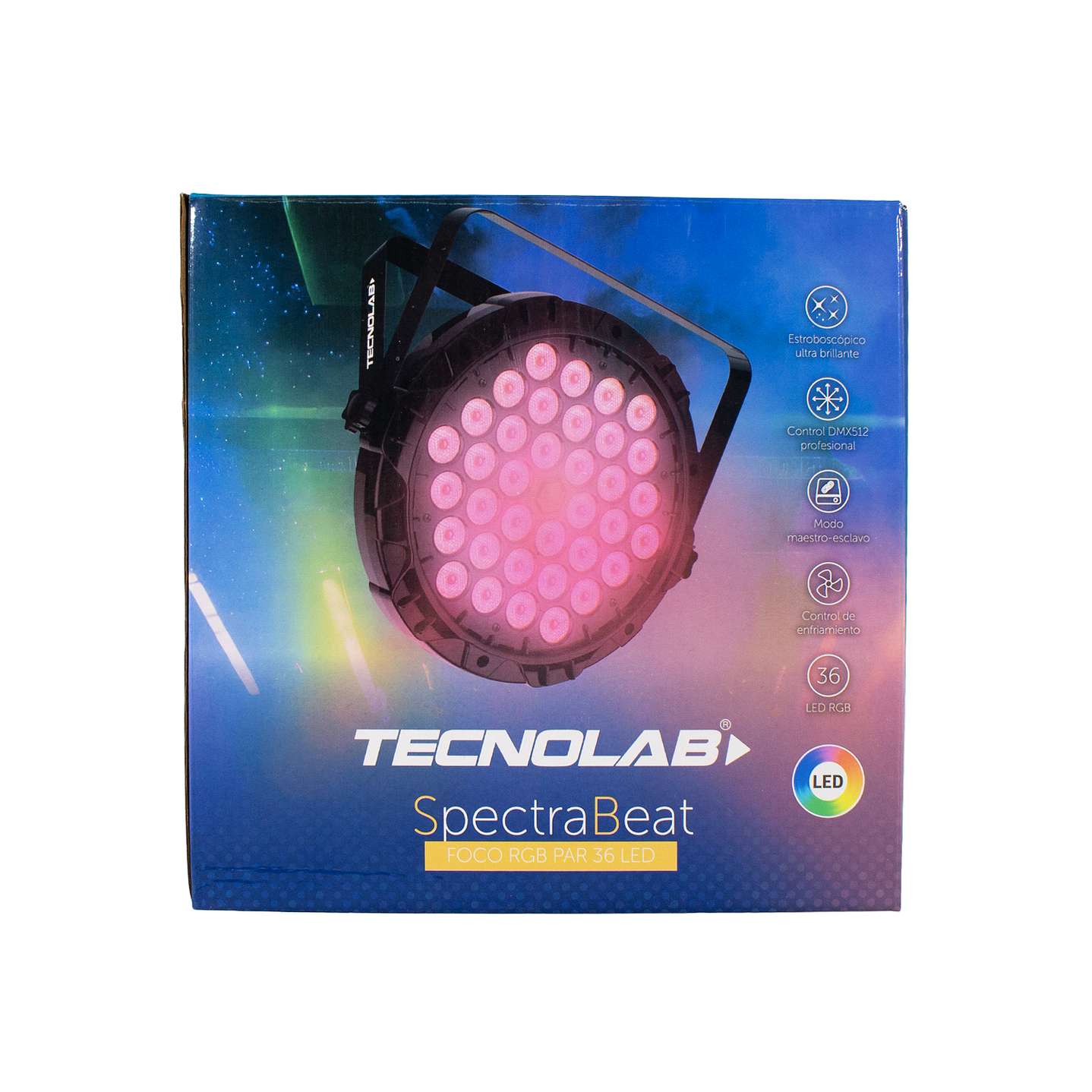 Foco RGB PAR 36 LED DMX512 Spectra Beat 60w TL771 Tecnolab 7