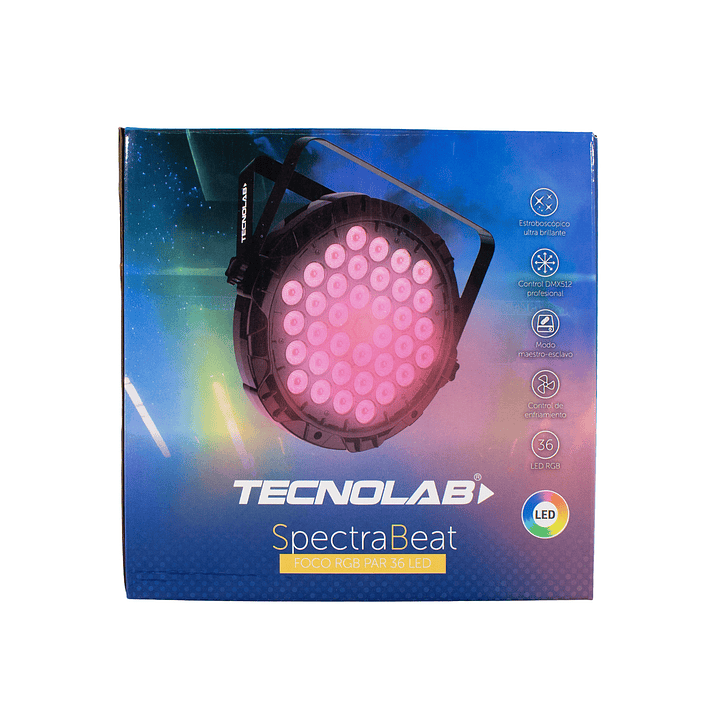 Foco RGB PAR 36 LED DMX512 Spectra Beat 60w TL771 Tecnolab 7