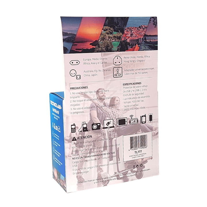 Adaptador Enchufe Universal Viaje VoltWorld TL777 Tecnolab 5
