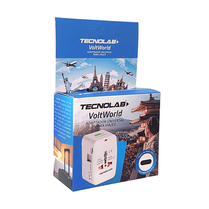 Adaptador Enchufe Universal Viaje VoltWorld TL777 Tecnolab 7