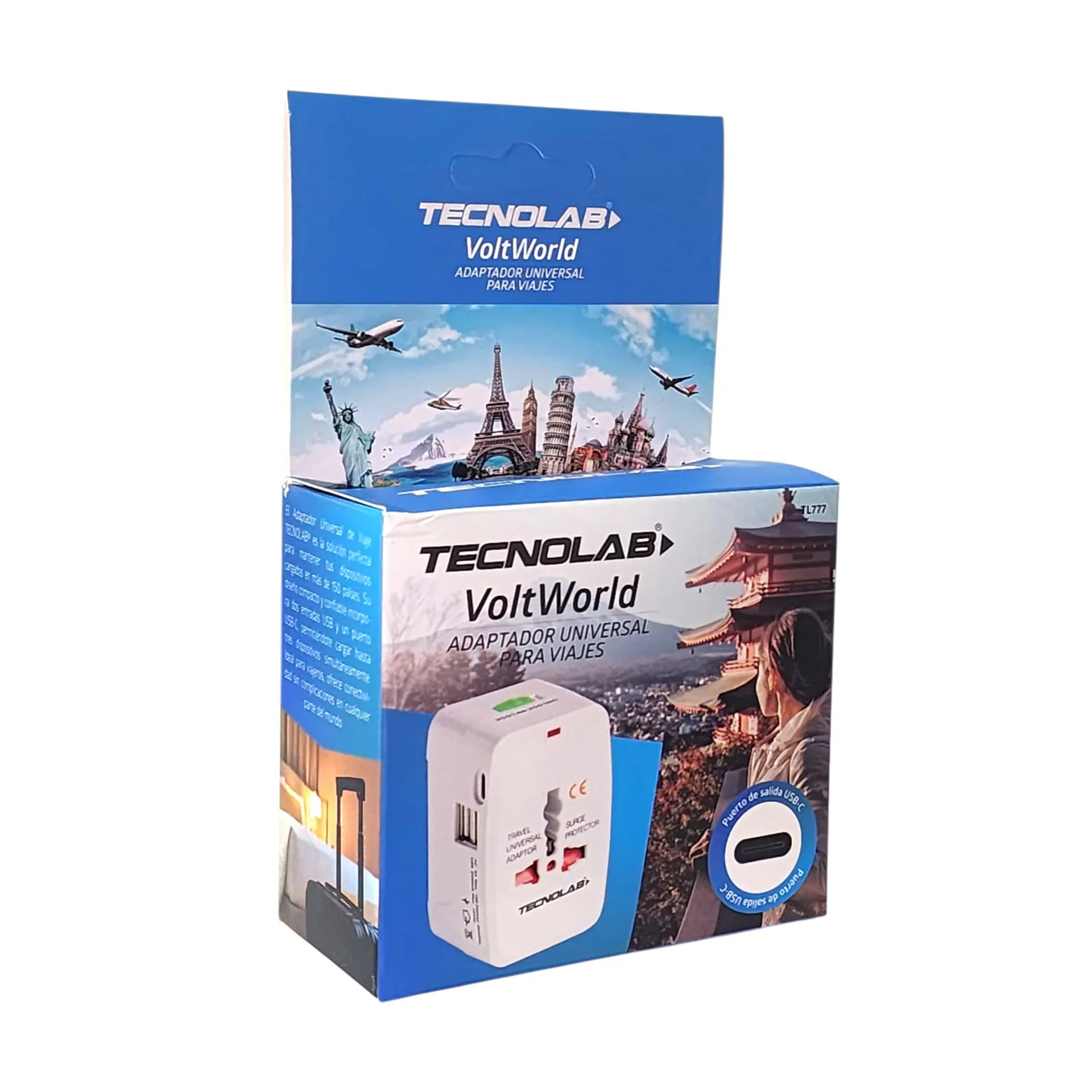 Adaptador Enchufe Universal Viaje VoltWorld TL777 Tecnolab 7