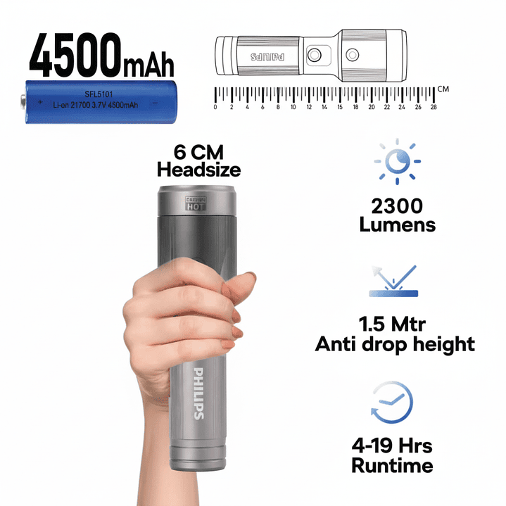 Linterna LED Recargable 2300lm 60W SFL5101 Philips 3
