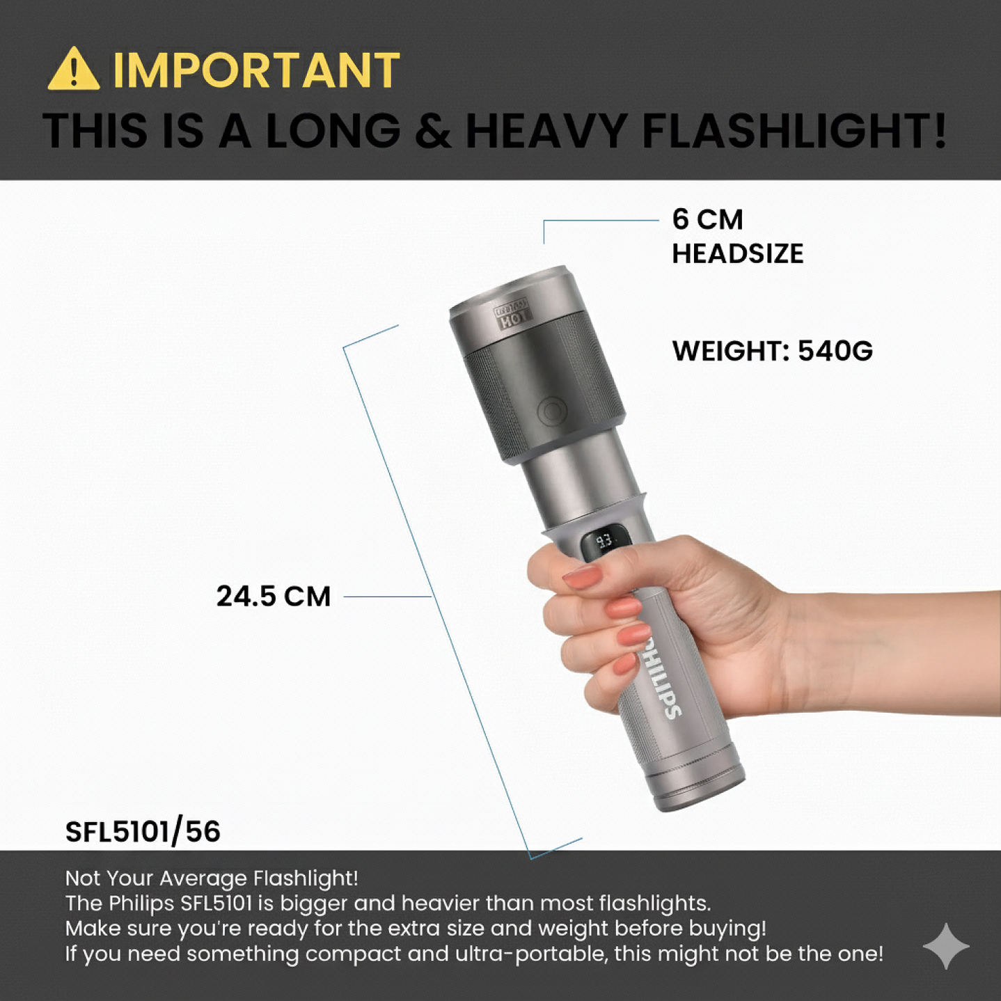 Linterna LED Recargable 2300lm 60W SFL5101 Philips 6
