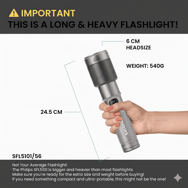 Linterna LED Recargable 2300lm 60W SFL5101 Philips 6