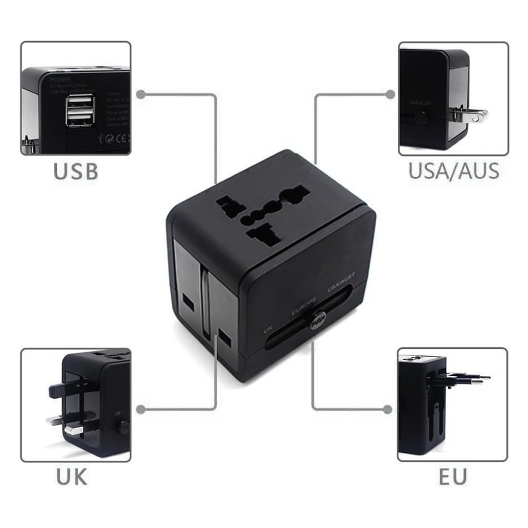 Adaptador Universal De Viaje 2 Usb ProAdaptor TL354 Tecnolab 3