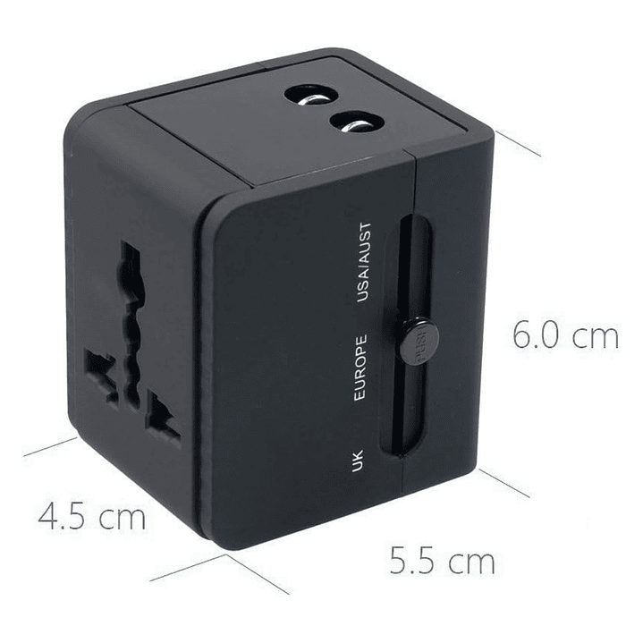 Adaptador Universal De Viaje 2 Usb ProAdaptor TL354 Tecnolab 5