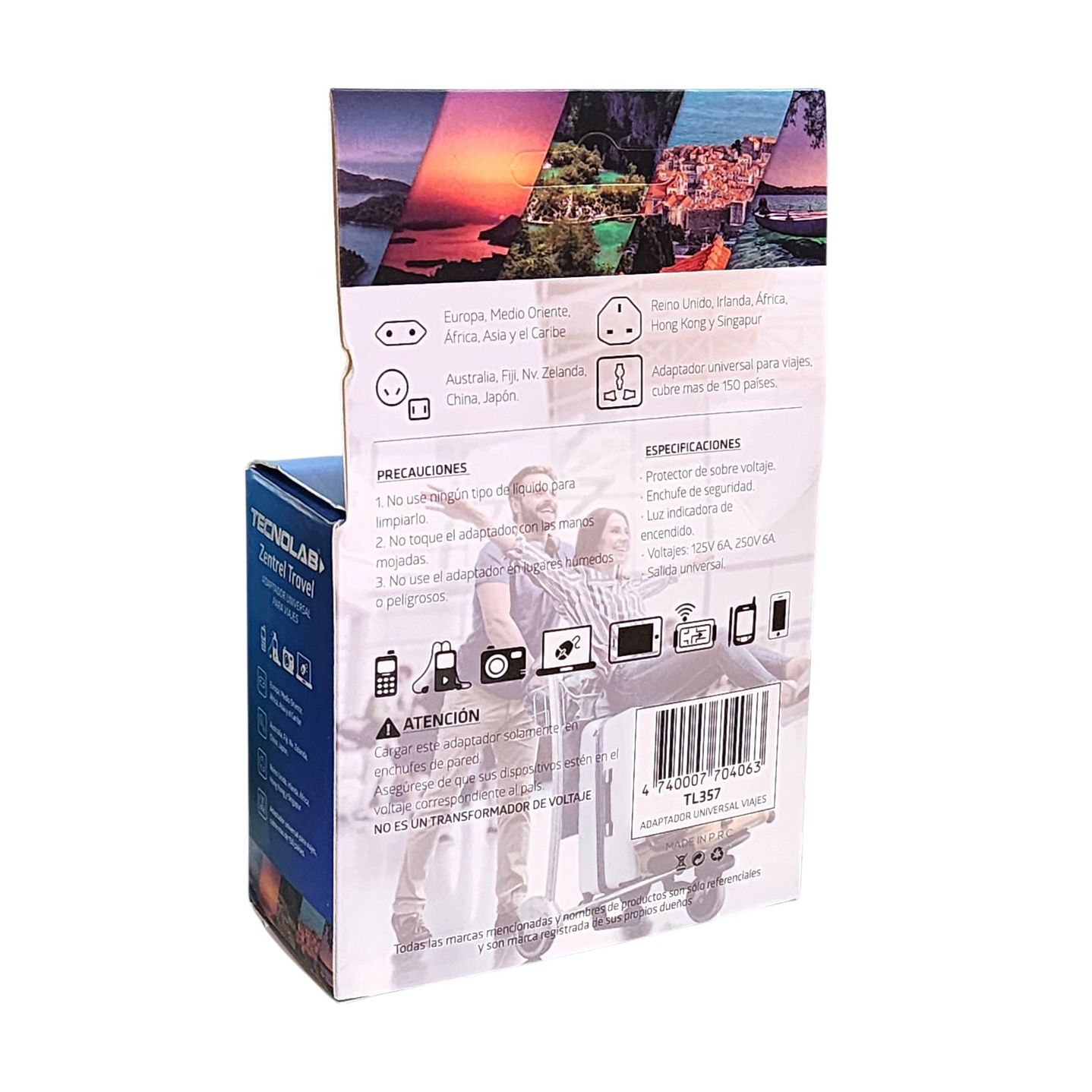 Adaptador Universal De Viaje Zentrel Travel Tl357 Tecnolab 5