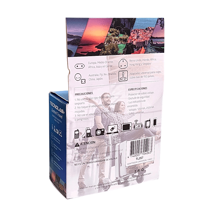 Adaptador Universal De Viaje Zentrel Travel Tl357 Tecnolab 5