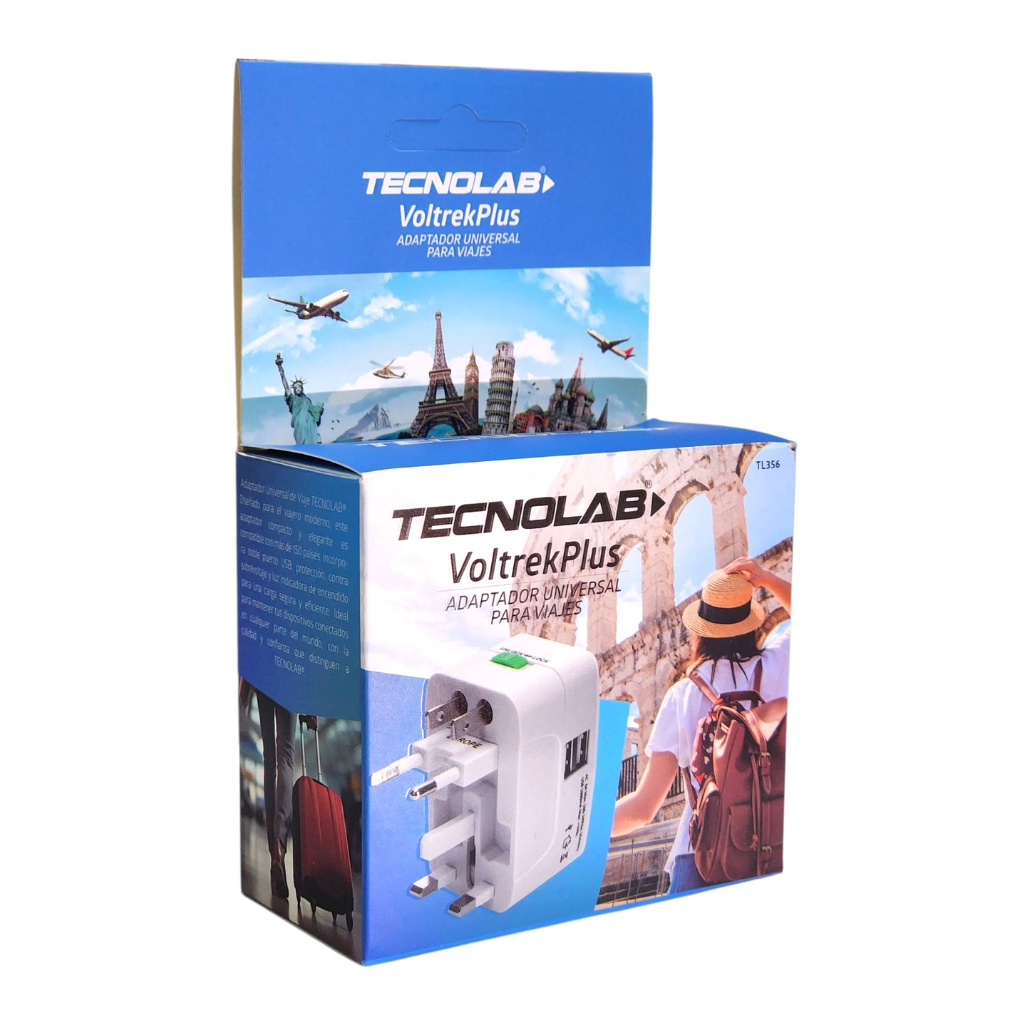 Adaptador Universal De Viaje Voltrek Plus Tl356 Tecnolab 3