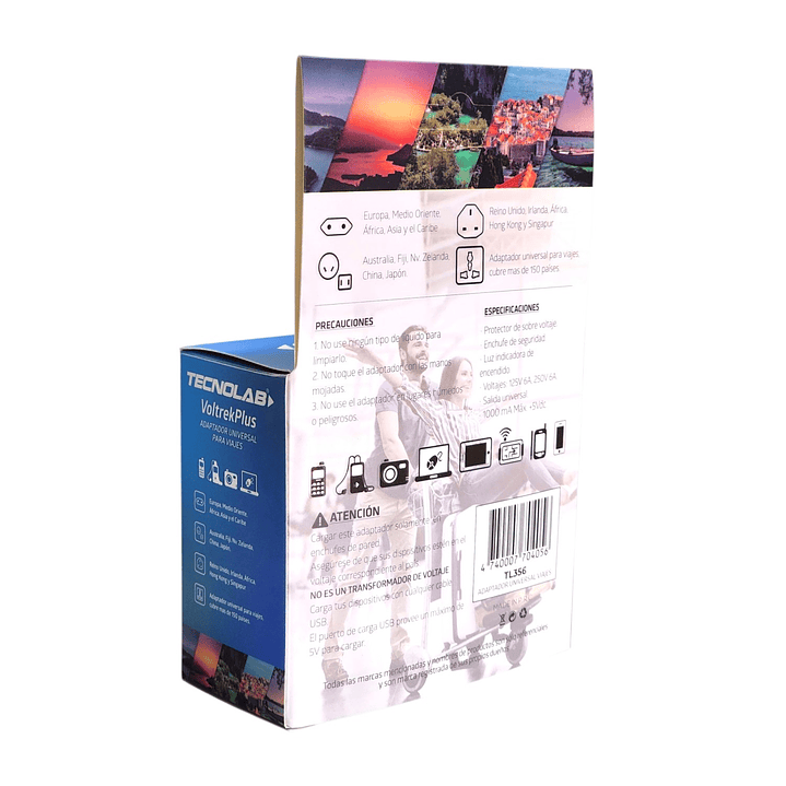 Adaptador Universal De Viaje Voltrek Plus Tl356 Tecnolab 4