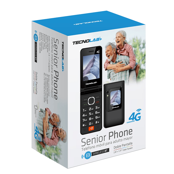 Celular Senior 4G Doble Pantalla BT TL705BK Tecnolab Negro 7