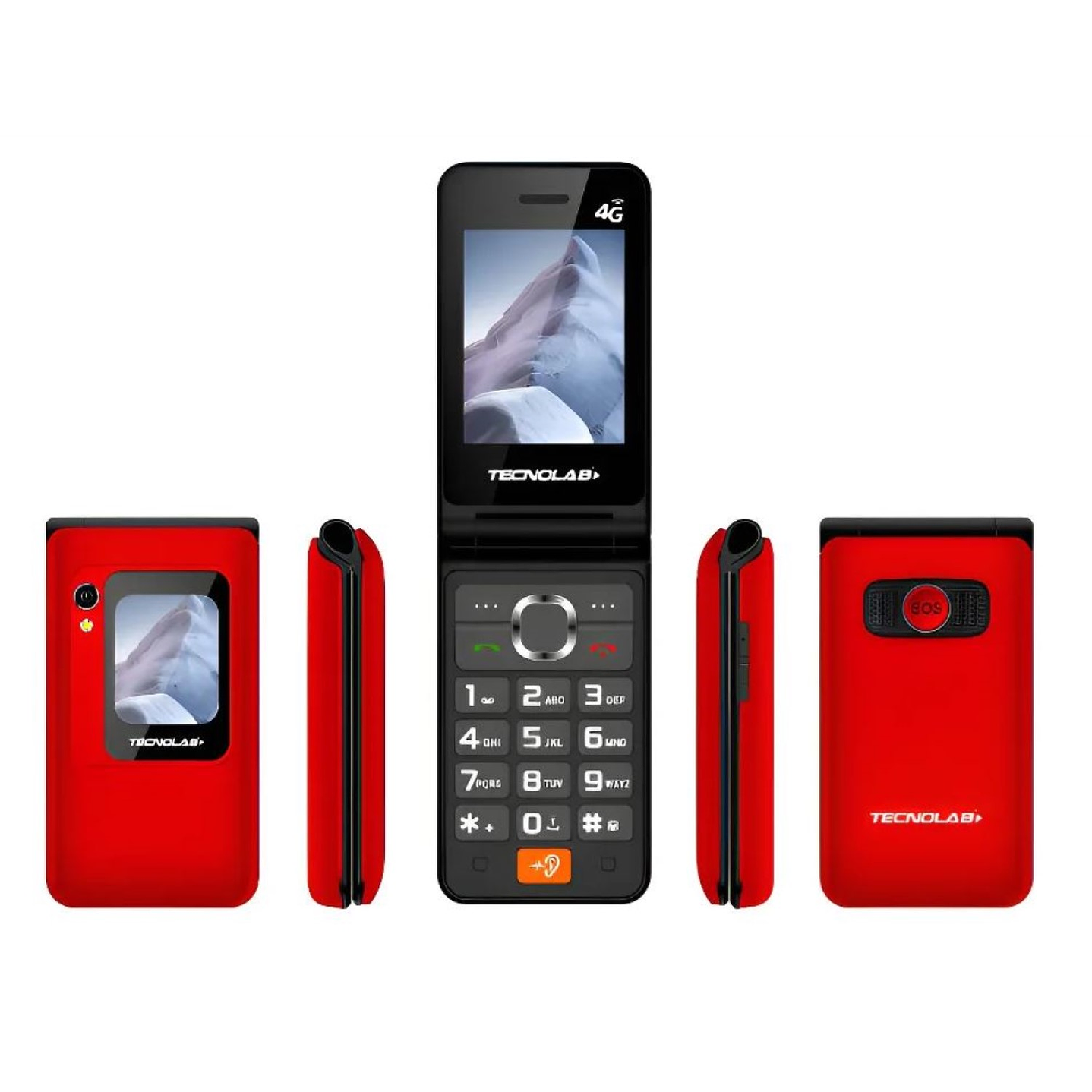 Celular Senior 4G Doble Pantalla BT TL705R Tecnolab Rojo 2