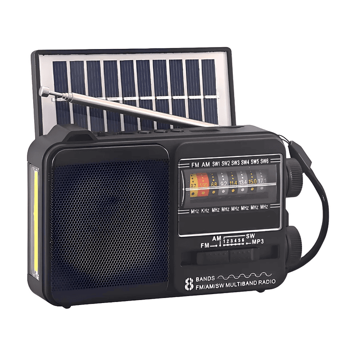Radio Portátil Solar AM FM SW LED 15W TL653BK Tecnolab Negro 1