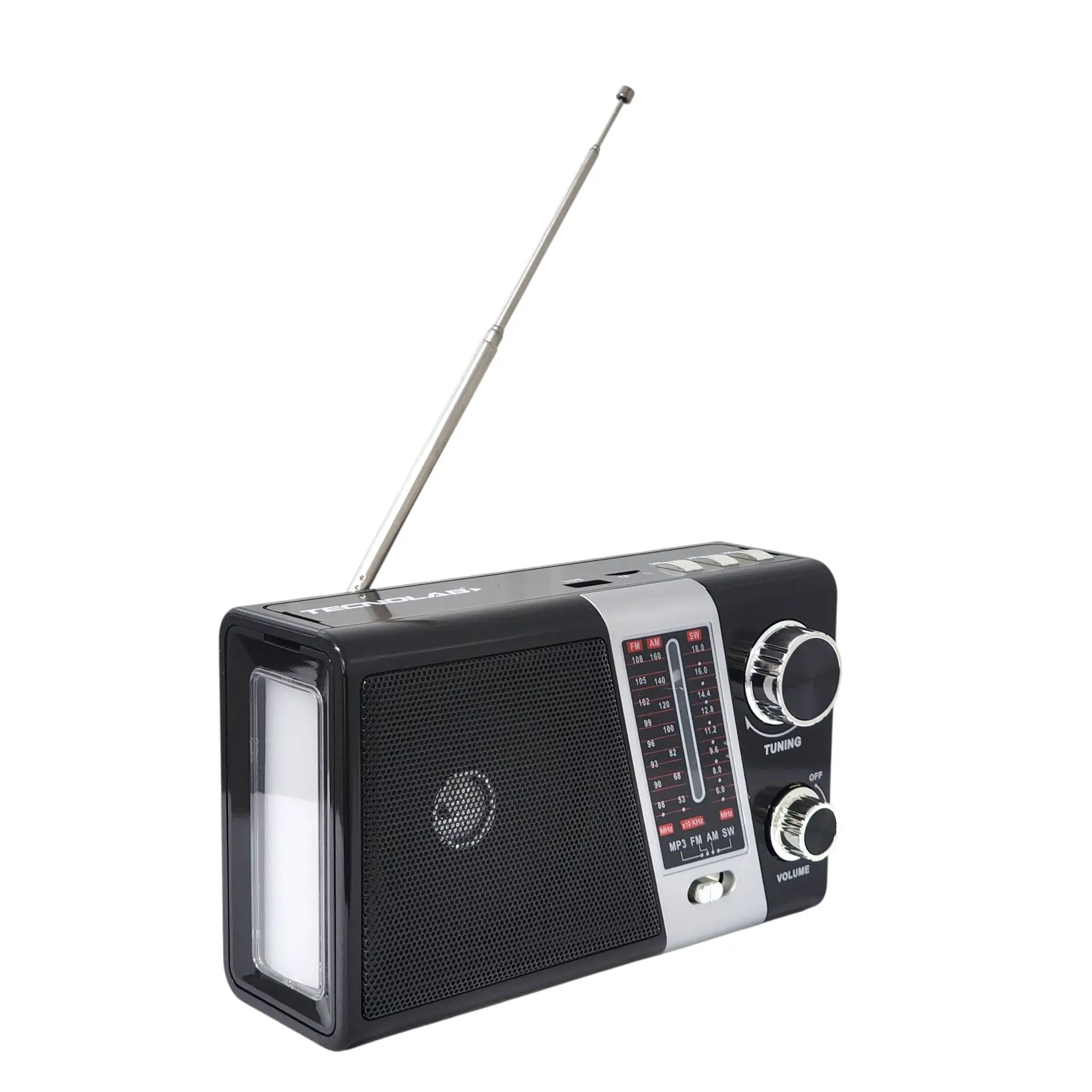Radio Portátil AM FM SW Solar Band 3 LED USB TL635 Tecnolab 2
