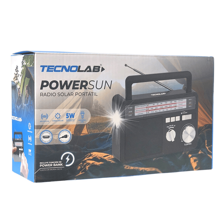 Radio Portátil Solar BT USB LED PowerSun TL637 Tecnolab 5