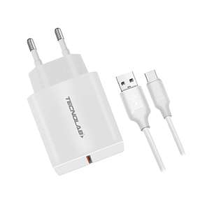 Cargador Rápido QC 3.0 + Cable USB a USB-C TL046W Tecnolab