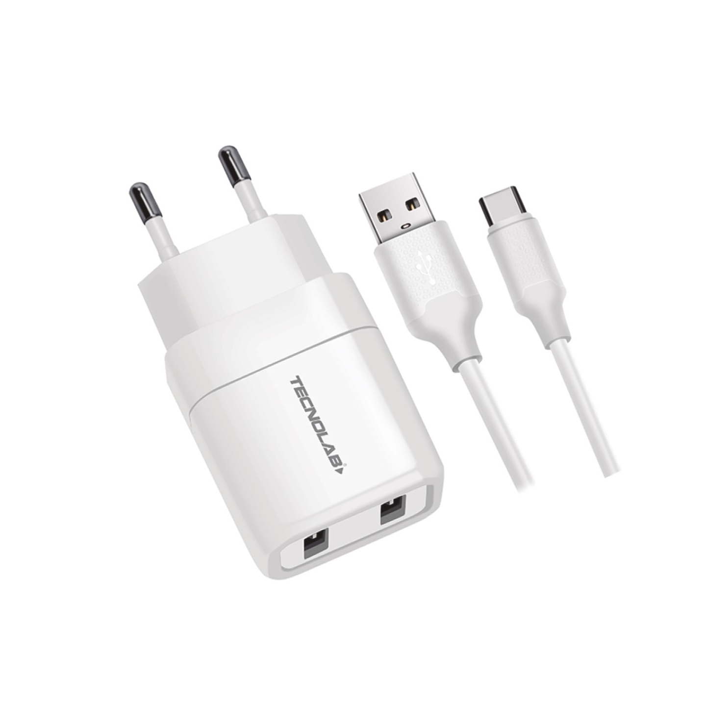 Cargador Pared 2 puertos USB + Cable USB-C TL044W Tecnolab 1