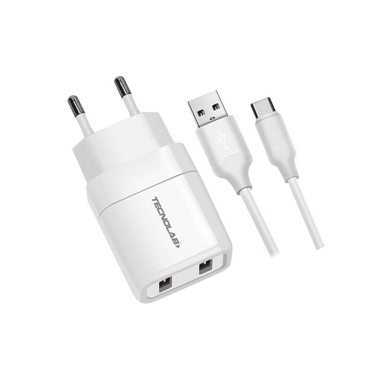 Cargador Pared 2 puertos USB + Cable USB-C TL044W Tecnolab 1