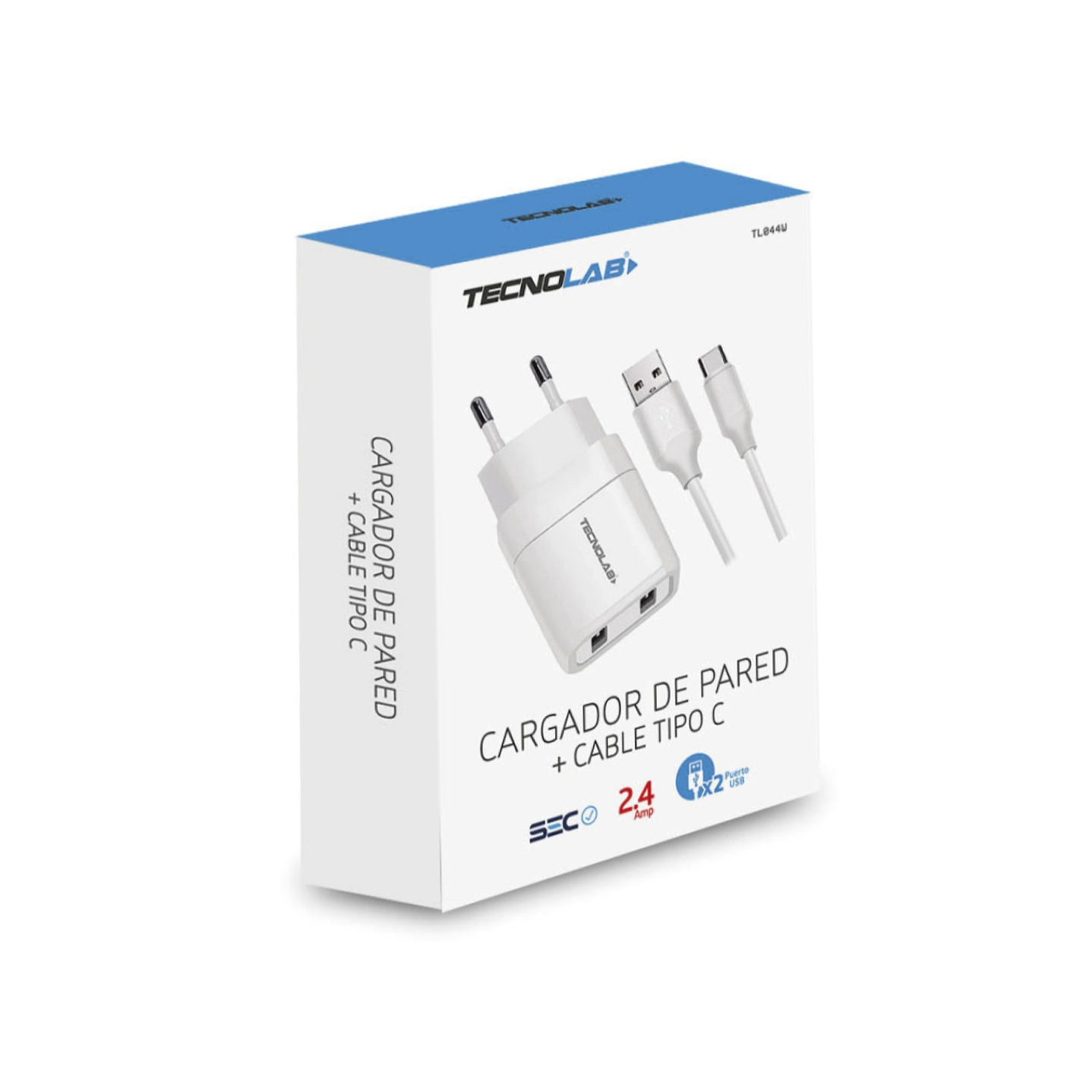 Cargador Pared 2 puertos USB + Cable USB-C TL044W Tecnolab 4