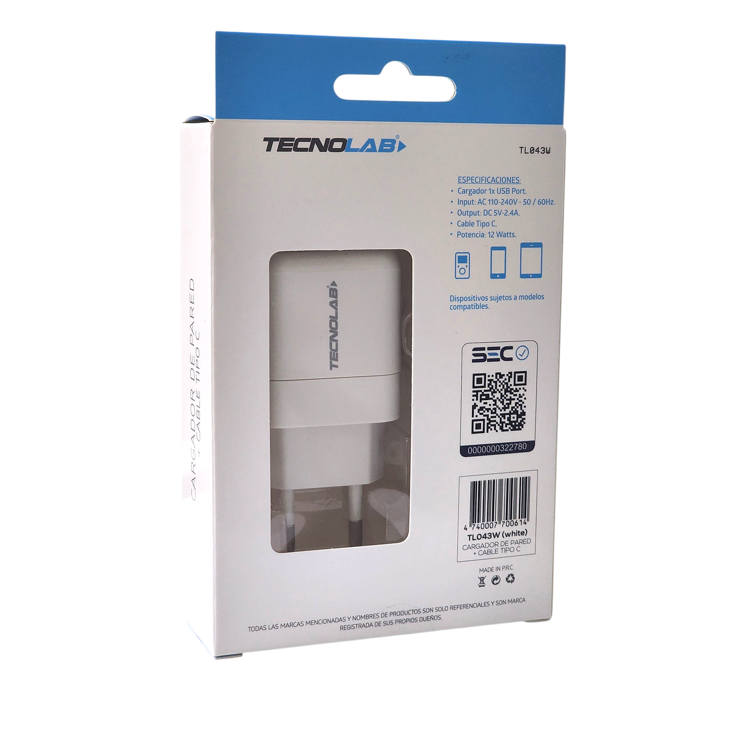 Cargador de Pared 12W + Cable USB a USB-C TL043W Tecnolab 4