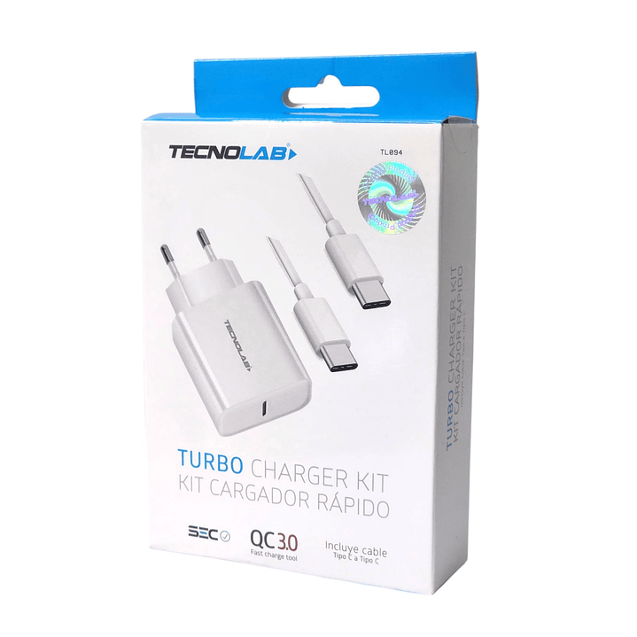 Cargador Rápido 3.0 18W + Cable USB-C a USB-C TL094 Tecnolab 2