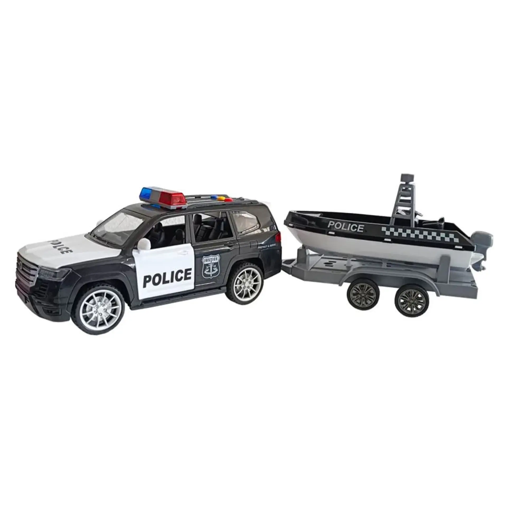 Juguete Camioneta Policía Fricción Lancha Luz Sonido DBG1667 1