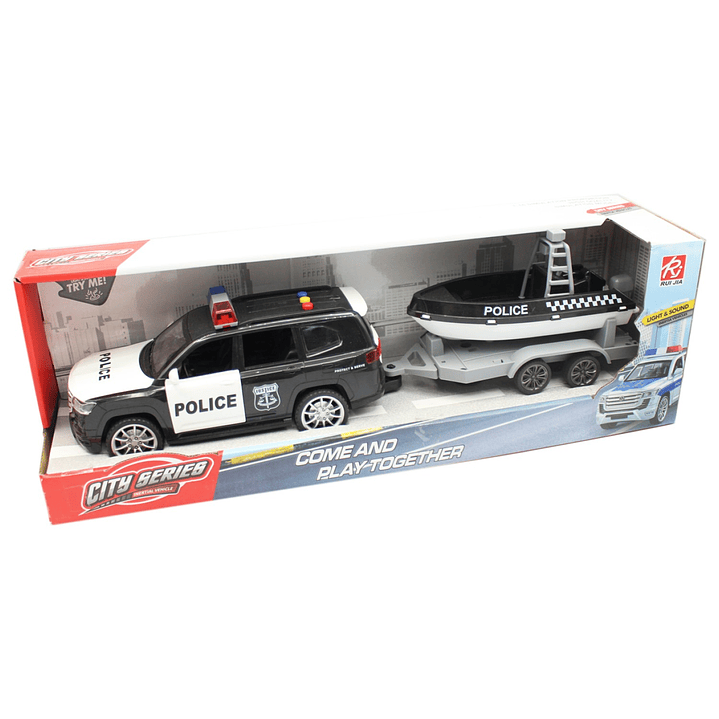 Juguete Camioneta Policía Fricción Lancha Luz Sonido DBG1667 4