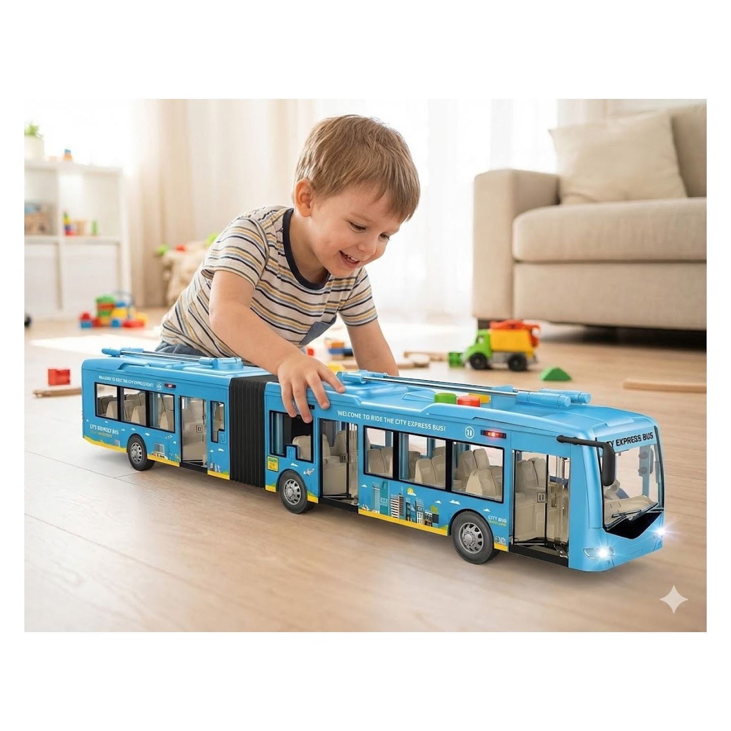 Juguete Autobús Articulado Luz Sonido Fricción DBG1676 5