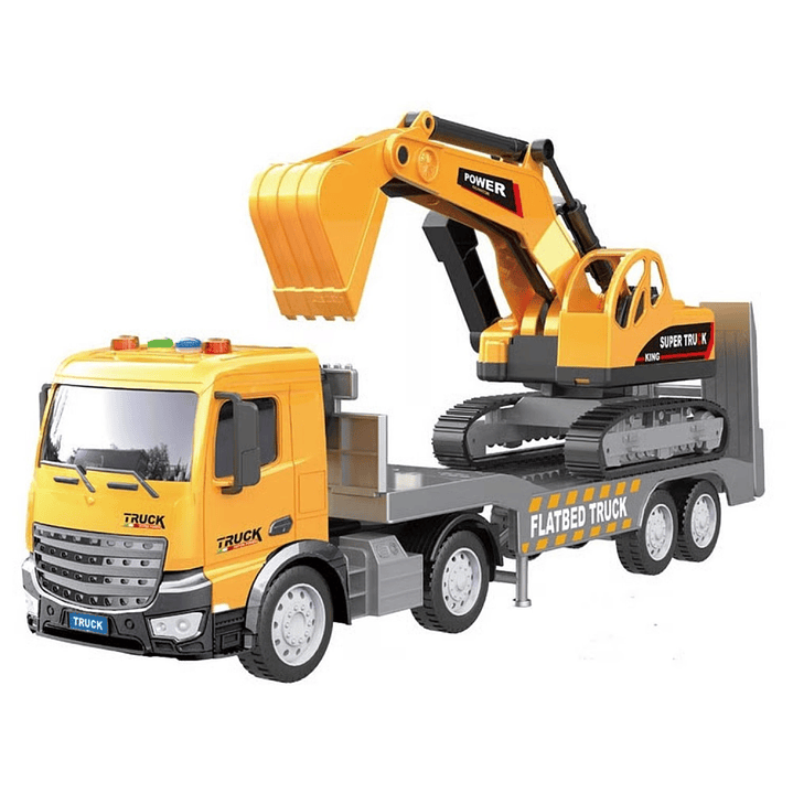 Juguete Camión Plataforma Y Excavadora Luz Sonido DBG1679 1