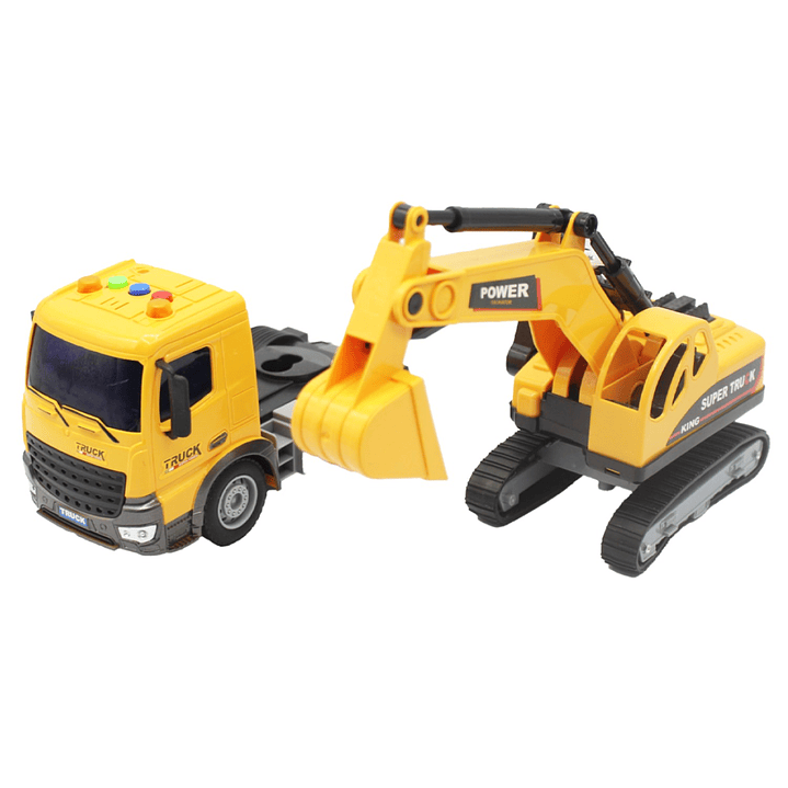 Juguete Camión Plataforma Y Excavadora Luz Sonido DBG1679 4