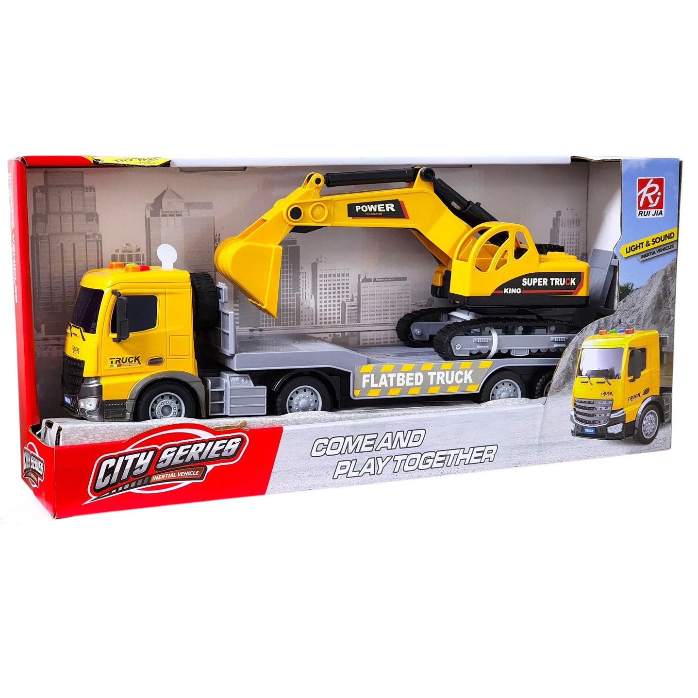 Juguete Camión Plataforma Y Excavadora Luz Sonido DBG1679 5