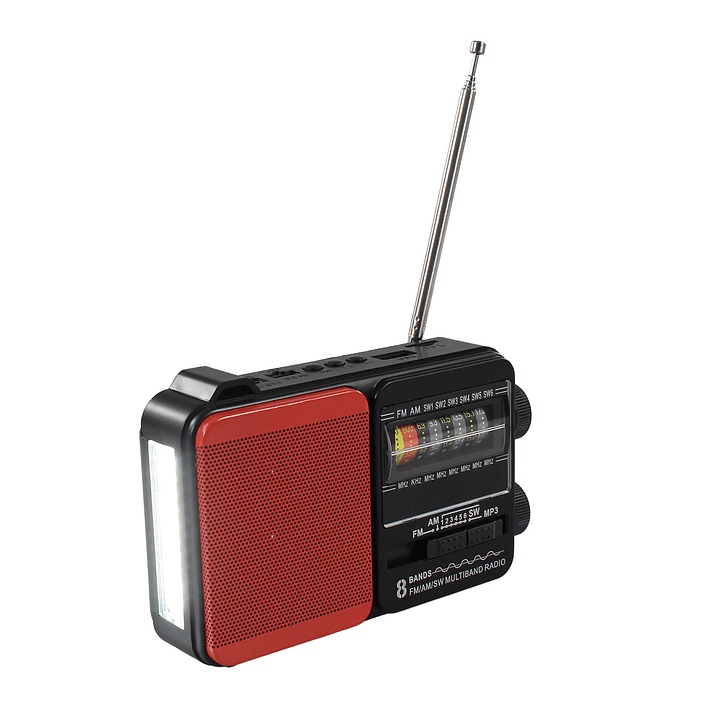 Radio Portátil Solar AM FM SW LED 15W TL653R Tecnolab Rojo 3