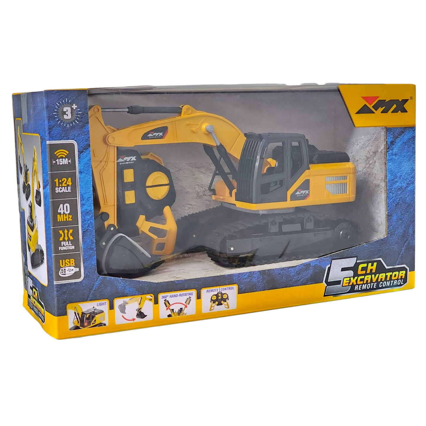 Juguete Excavadora RC 5 Canales Esc 1:24 Recargable DBG1697 3