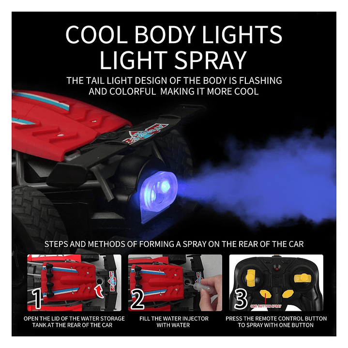 Auto de carrera RC Luz Música y Vapor Trasero DBG1759R Rojo 5