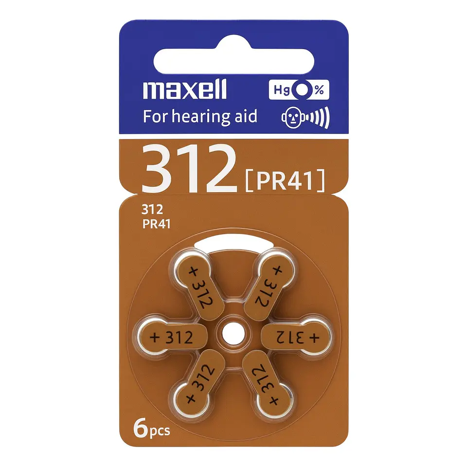 Pack 6 Pilas Para Audífonos Maxell 312 Auditivas 1