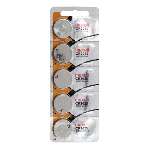 Pack 5 Pilas CR 2025 3v Maxell Tipo Botón Holograma