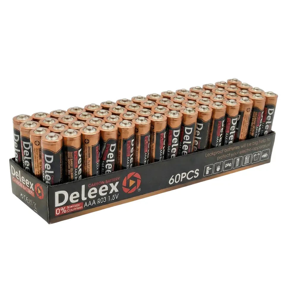 Pack 60 Pilas Deleex Gold AAA Carbon Battery R03 1