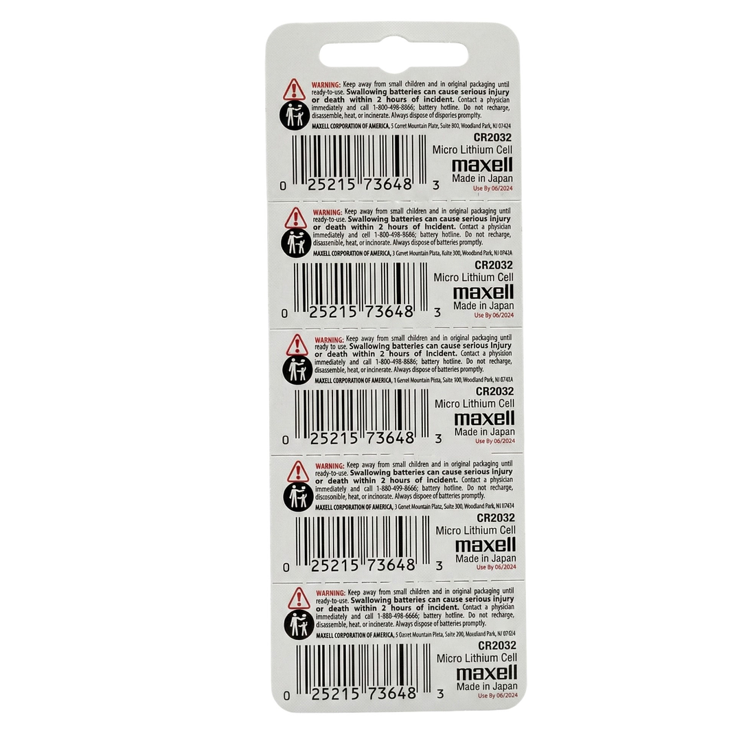 Pack 5 Pilas CR 2032 3v Maxell Tipo Botón Holograma 2