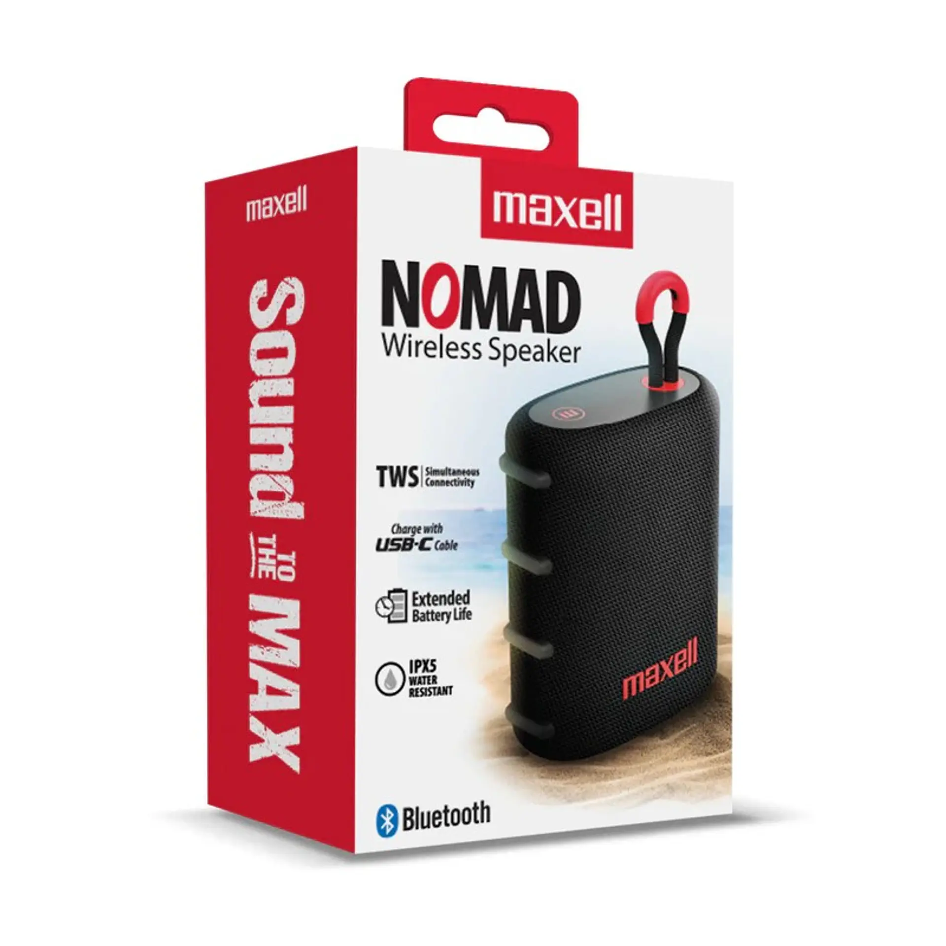 Parlante Bluetooth Portátil Maxell Nomad Tws 15 Hr Ipx5 Negro 2