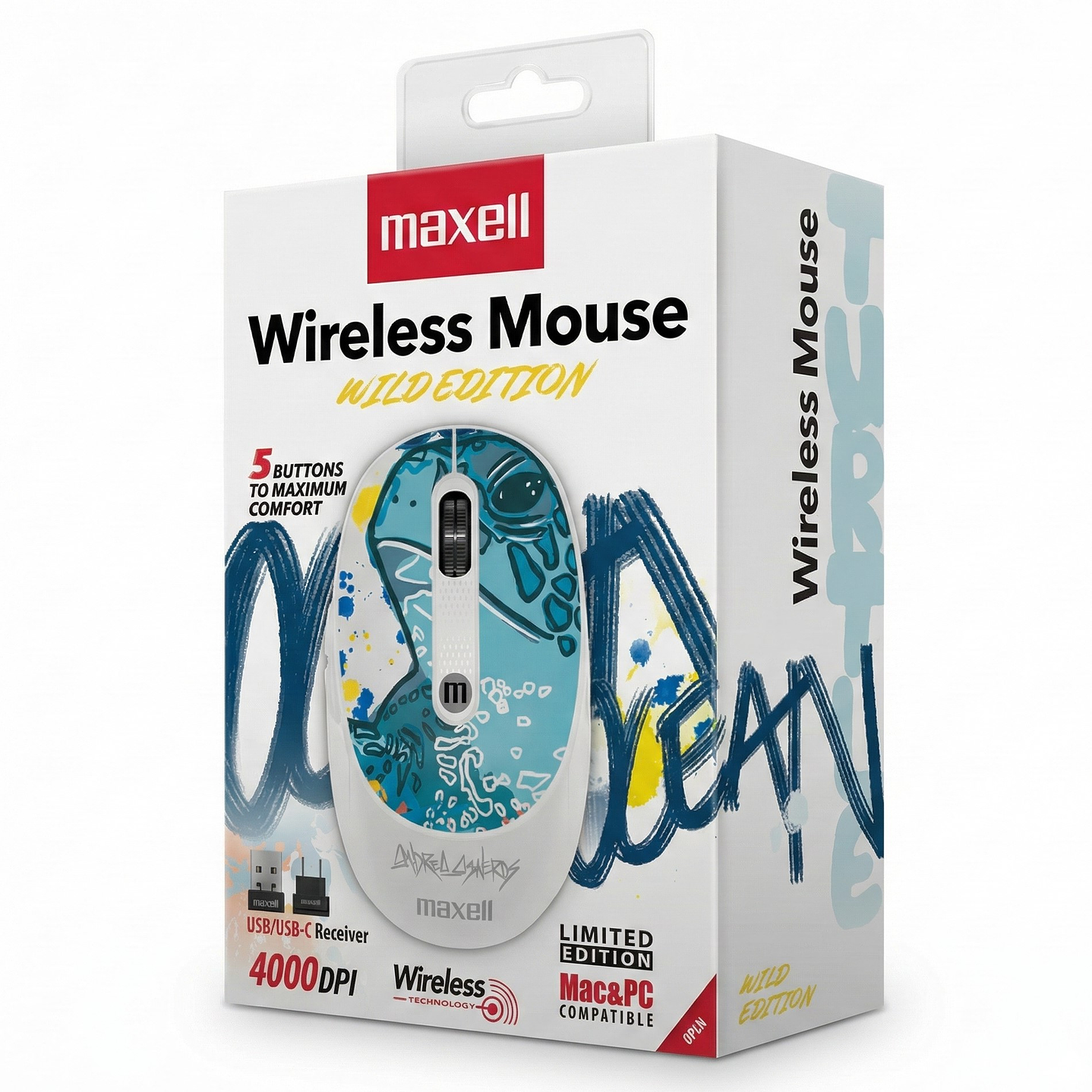 Mouse Inalámbrico Maxell Wild Tortuga 4000dpi Usb/usb-c 4