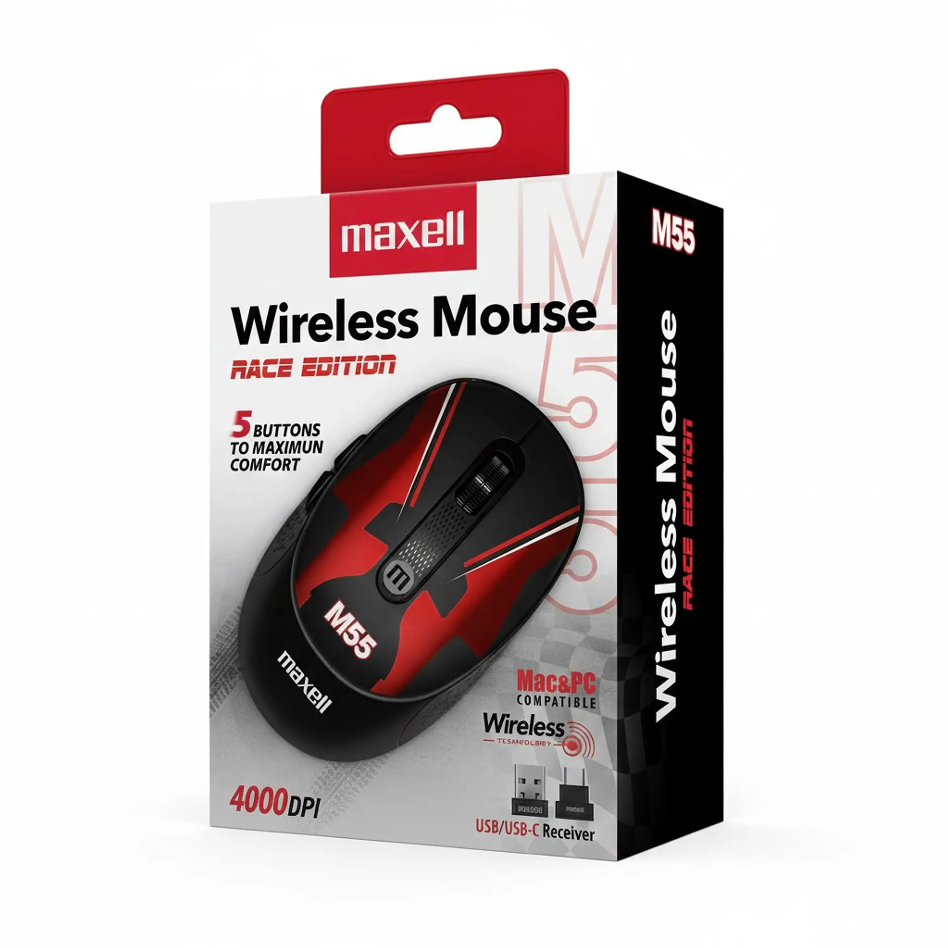 Mouse Inalámbrico Maxell Race M55 4000dpi Usb/usb-c 3