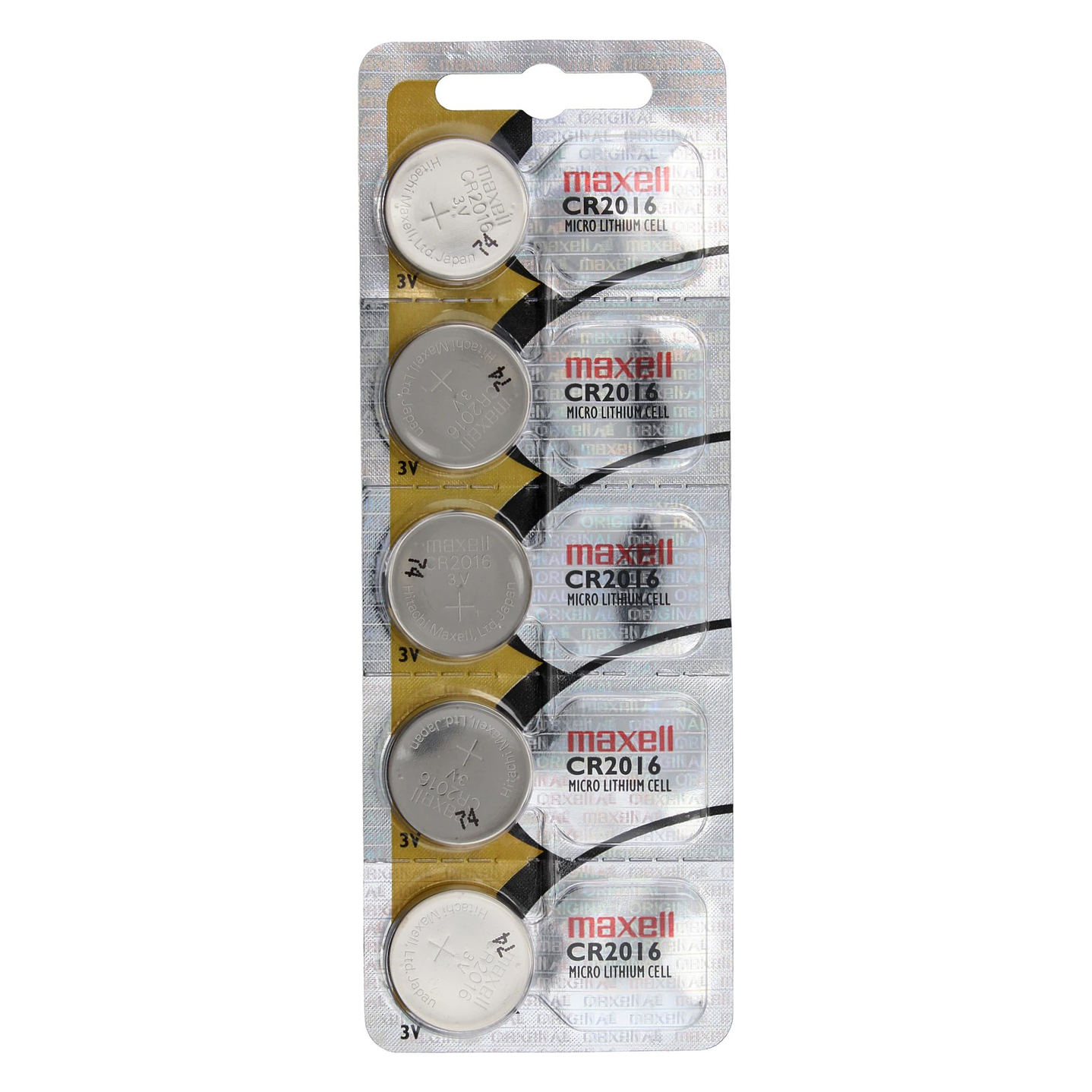 Pack 5 Pilas CR 2016 3v Maxell Tipo Botón Holograma 1