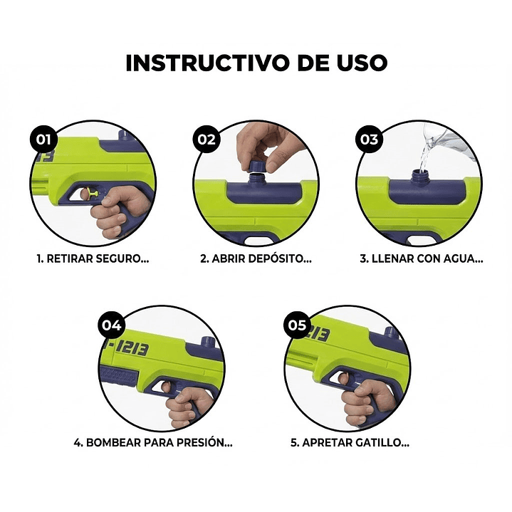 Juguete Pistola Lanza Agua Doble Chorro 400ml DBG1604G 5