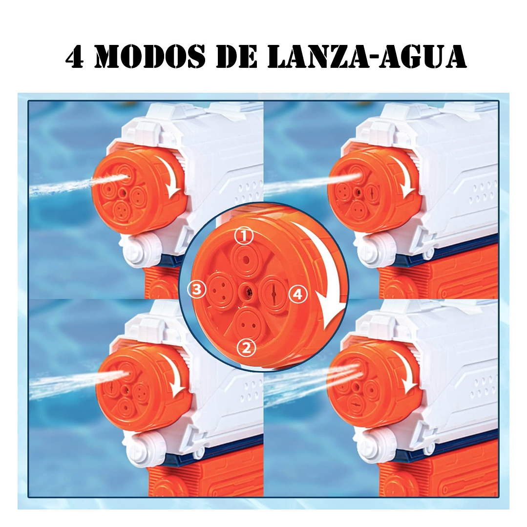 Juguete Pistola Lanza Agua 4 Chorros Tanque 890ml DBG1632 6