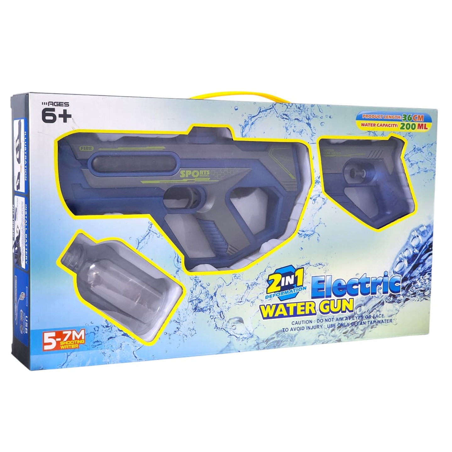 Juguete Pistola Lanza Agua 2 En 1 Recargable DBG1658BL Azul 10